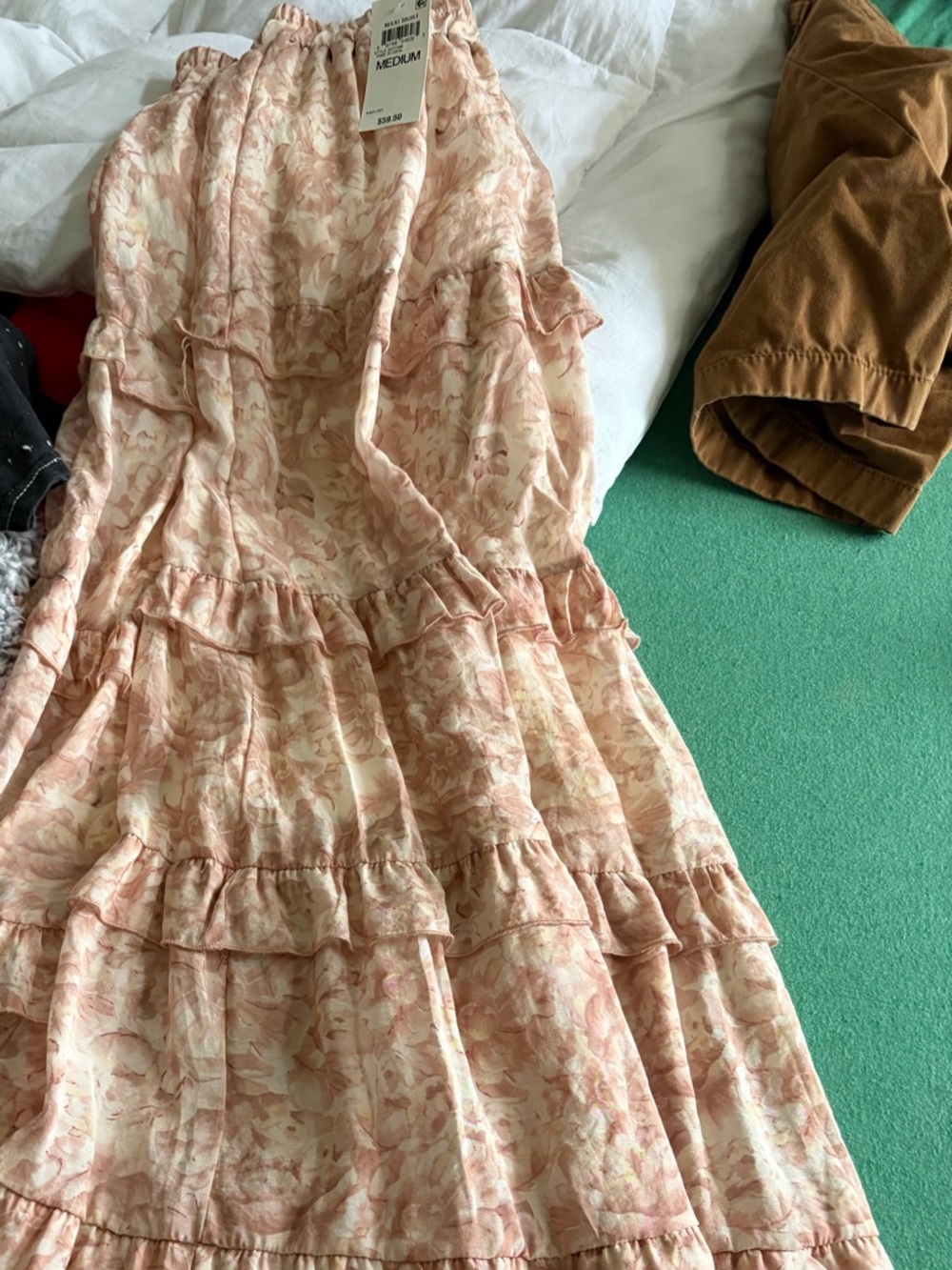 Floral Tiered Maxi Dress in Blush Pink